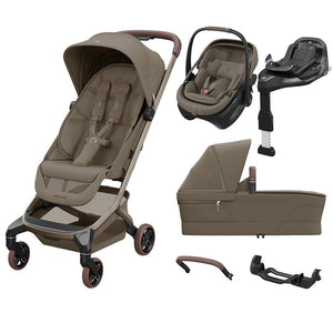 Maxi-Cosi Fame Cabin Stroller Zero G Travel System-Travel Systems-Oak Truffle-With Bumper Bar | Natural Baby Shower