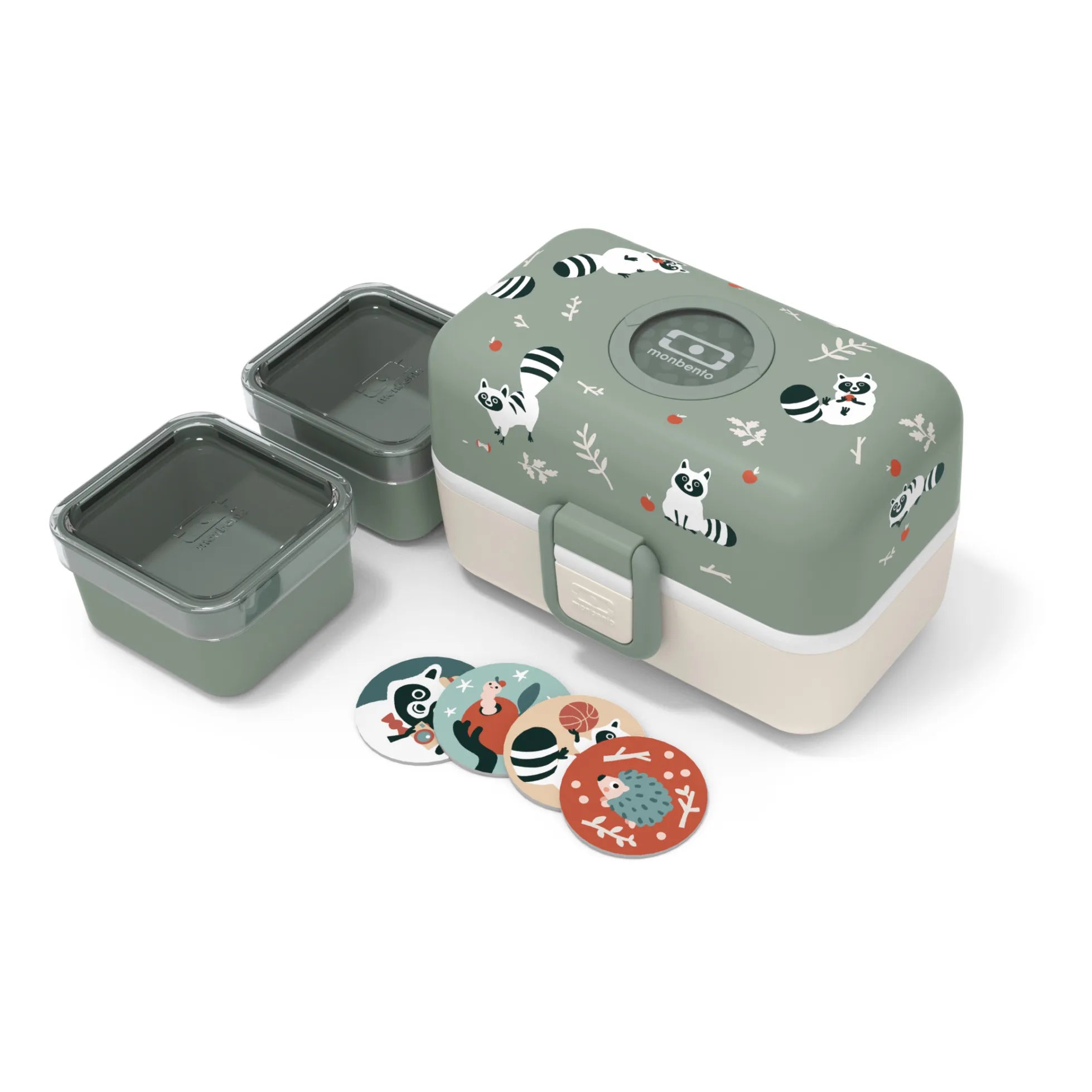 Monbento - MB Tresor anpassbare Kinder Bento Box, 3 Fächer | Grün Ton