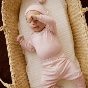 Merino Kids Merino Long Sleeve Envelope Bodysuit - Cloud Pink-Bodysuits-Cloud Pink-0-3m | Natural Baby Shower