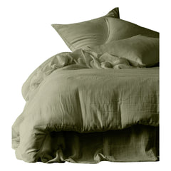 Haomy - Mykonos Baumwolle Musselin Spannbettlaken | Khaki