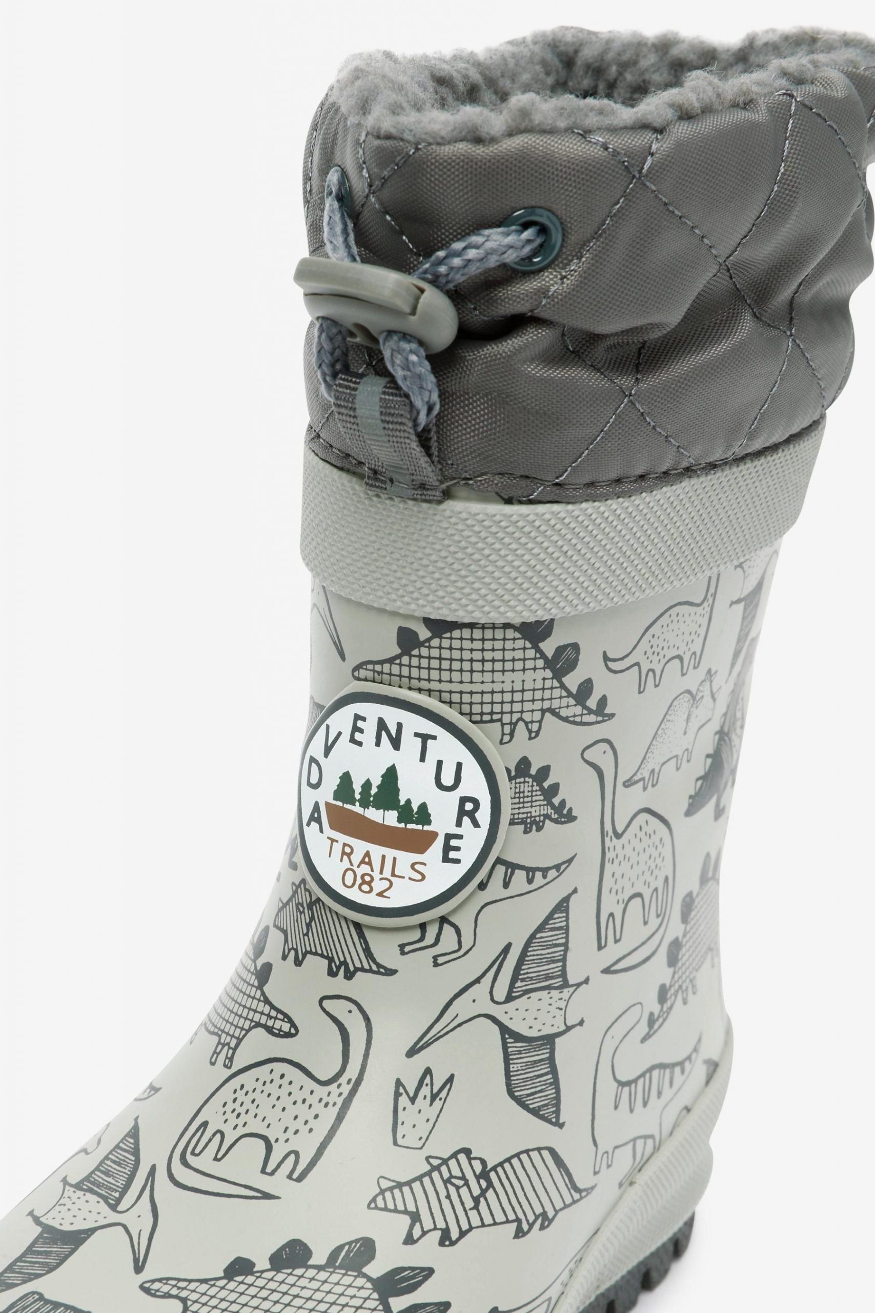 Weiter – Graue Pelz-Dinosaurier-Winterstiefel für Jungen – 30,5 