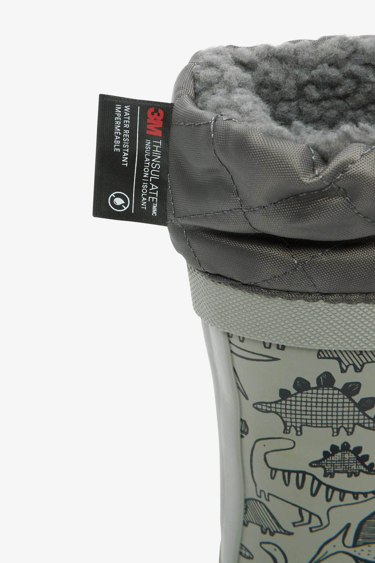 Weiter – Graue Pelz-Dinosaurier-Winterstiefel für Jungen – 30,5 