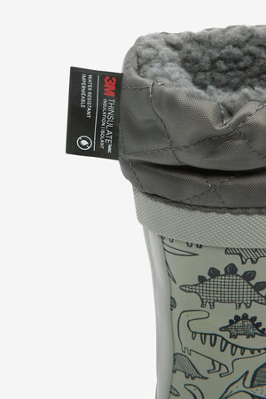 Weiter – Graue Pelz-Dinosaurier-Winterstiefel für Jungen – 30,5 