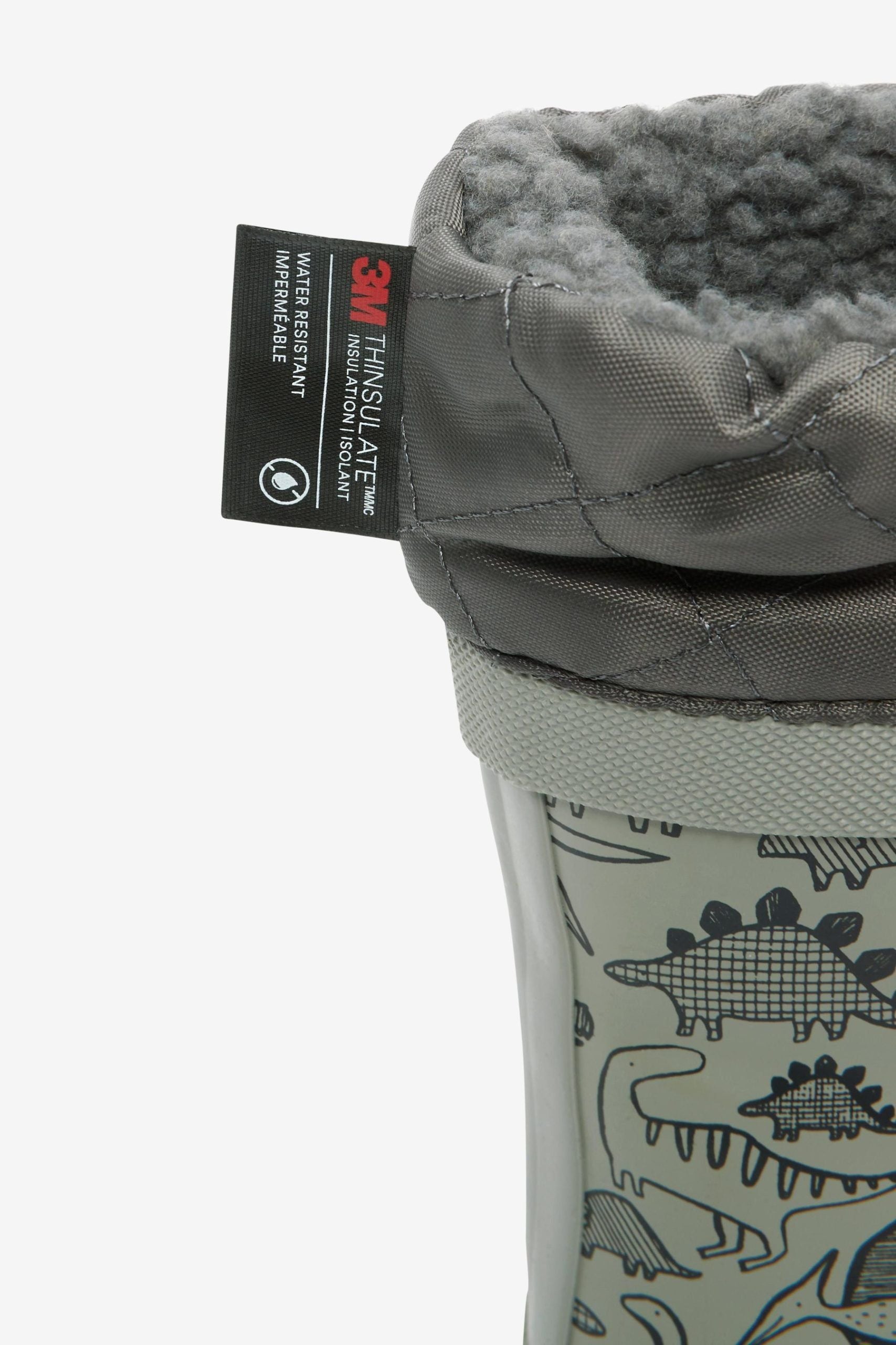 Weiter - Graue Pelz-Dinosaurier-Winterstiefel für Jungen - 33 