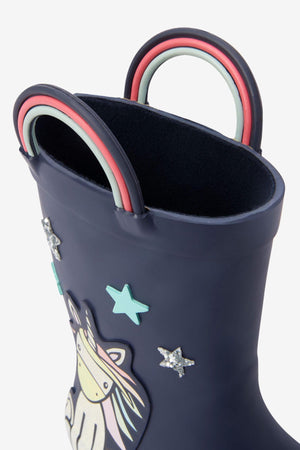 Als nächstes – Marineblaue Einhorn-Winter- und Regenstiefel für Mädchen – 30,5 