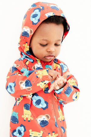 Als nächstes – Polar gefütterter Kinderregenmantel mit Tiermuster – 6–7 Jahre alt 