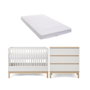 Obaby Astrid Mini 2 Piece Room Set - White-Nursery Sets-White-Pocket Sprung Mattress | Natural Baby Shower