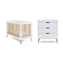 Obaby Maya Mini 2 Piece Room Set - White + Natural-Nursery Sets-No Mattress- | Natural Baby Shower