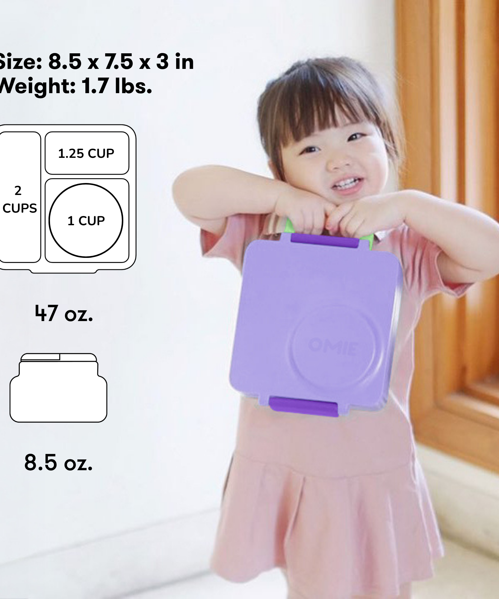 Omiebox - Isı Yalıtımlı Lila Moru Bento Yemek Kutusu