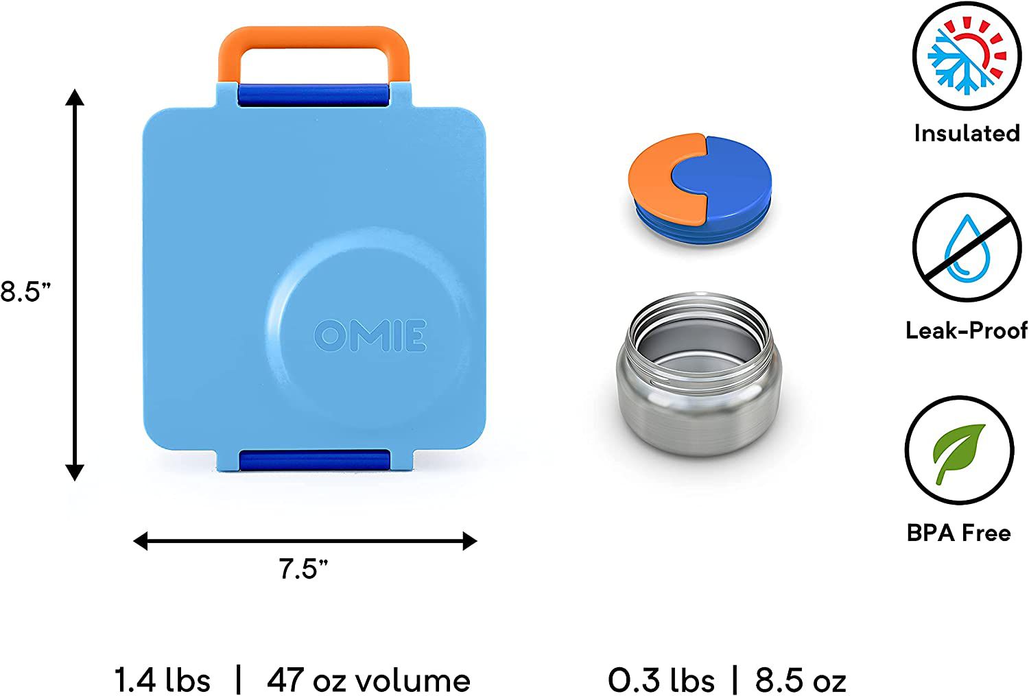 OmieBox - Isolierte blaue Bento-Lunchbox