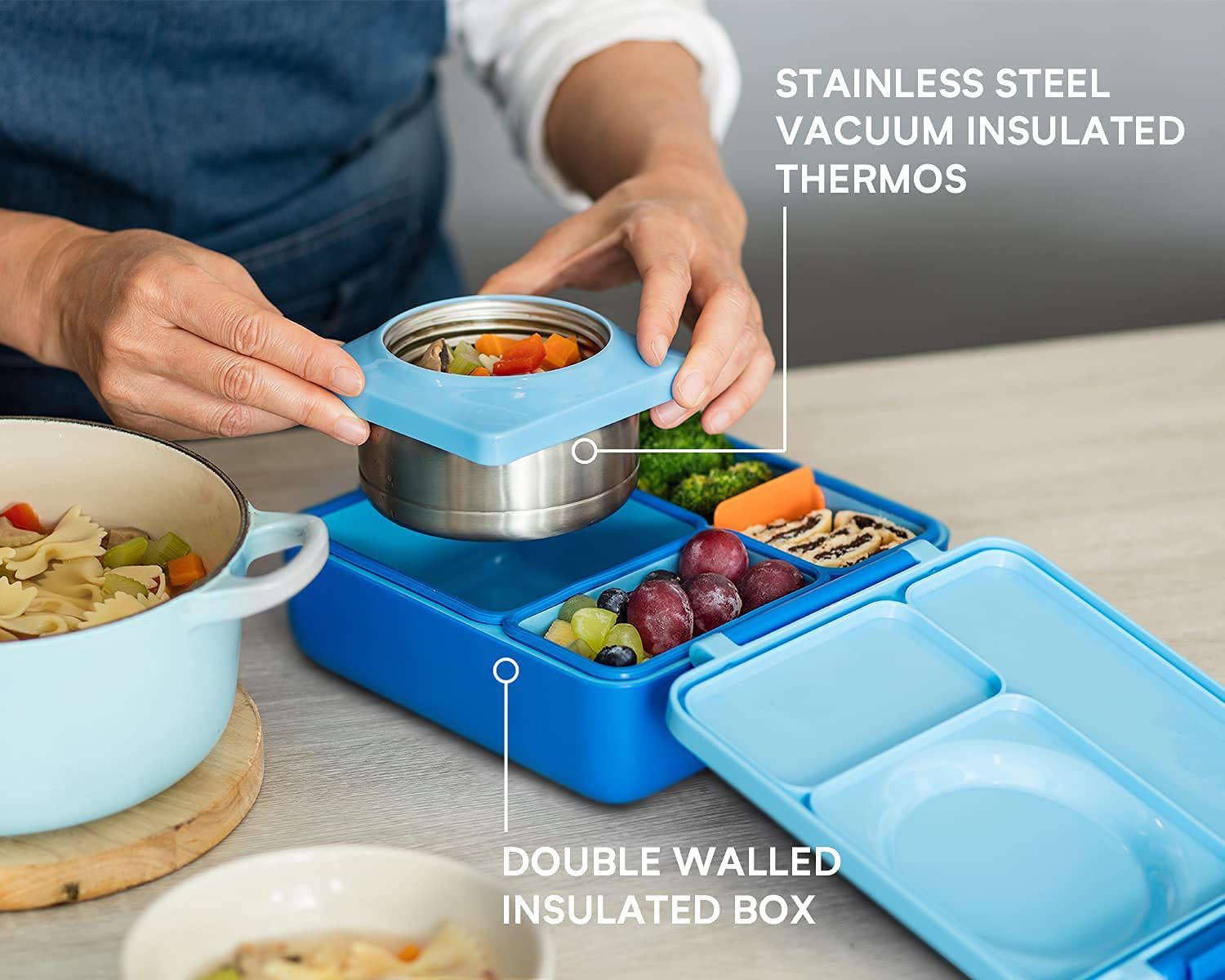 OmieBox - Isolierte blaue Bento-Lunchbox