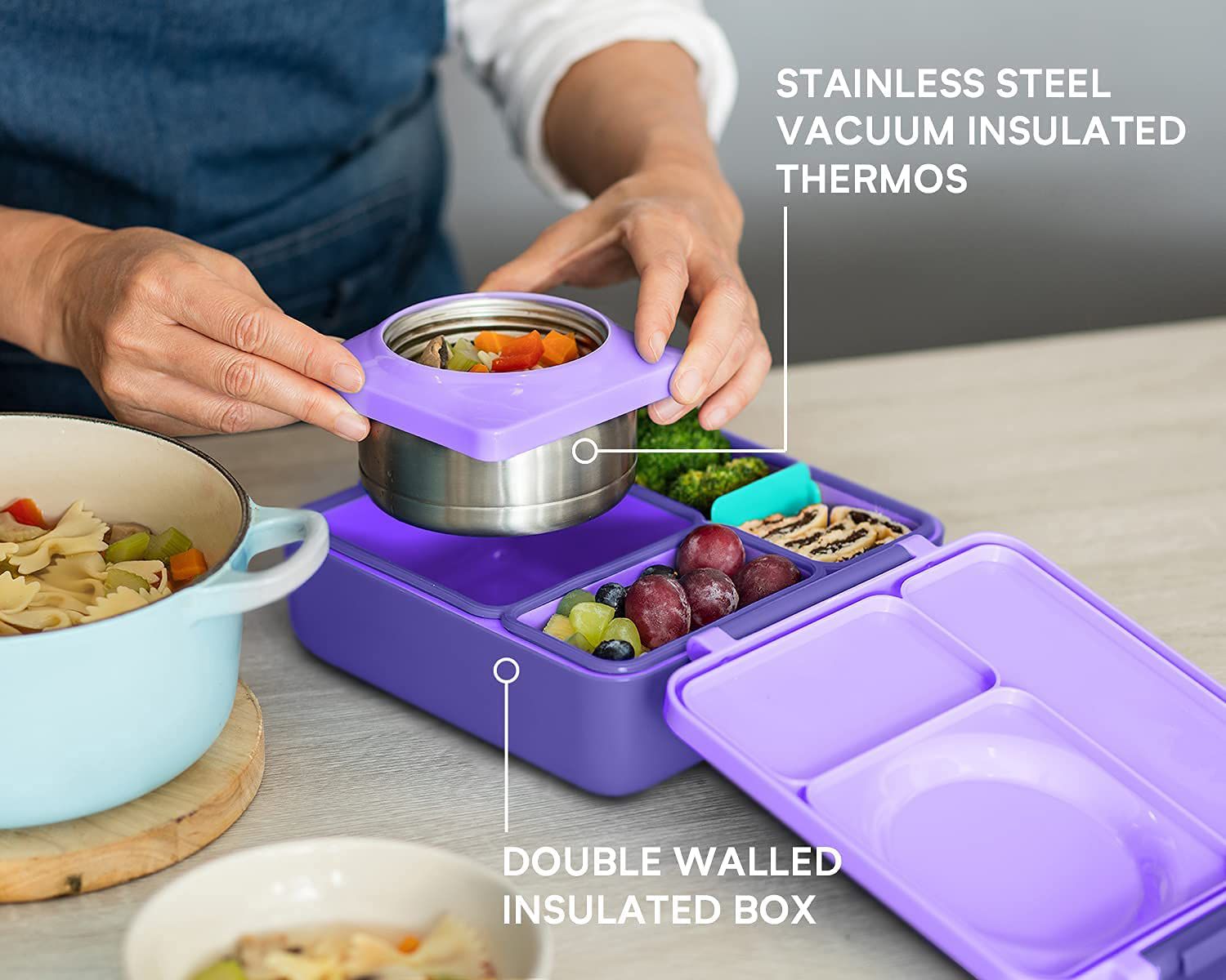 OmieBox Thermoisolierte lila Bento-Lunchbox