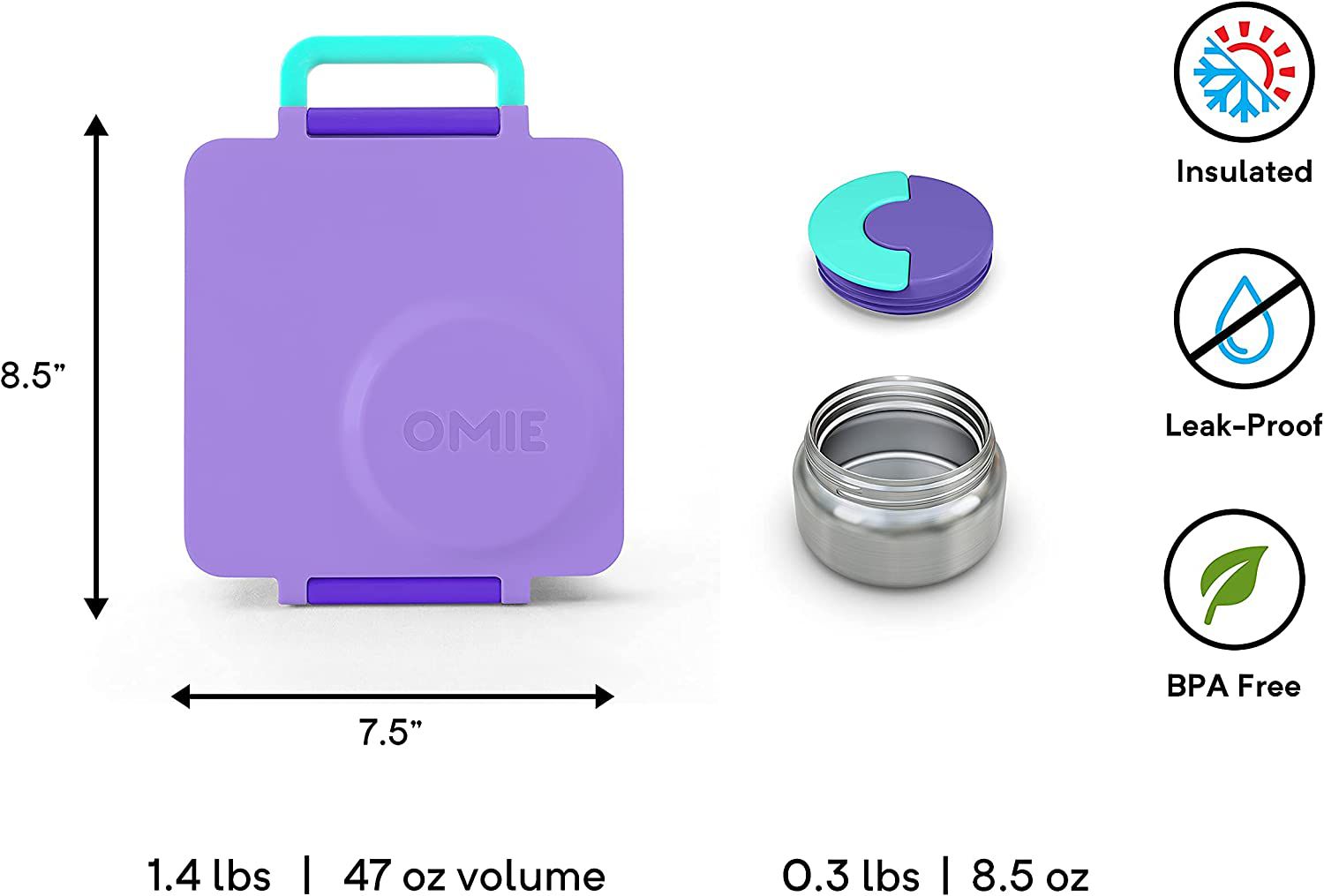 OmieBox Thermoisolierte lila Bento-Lunchbox