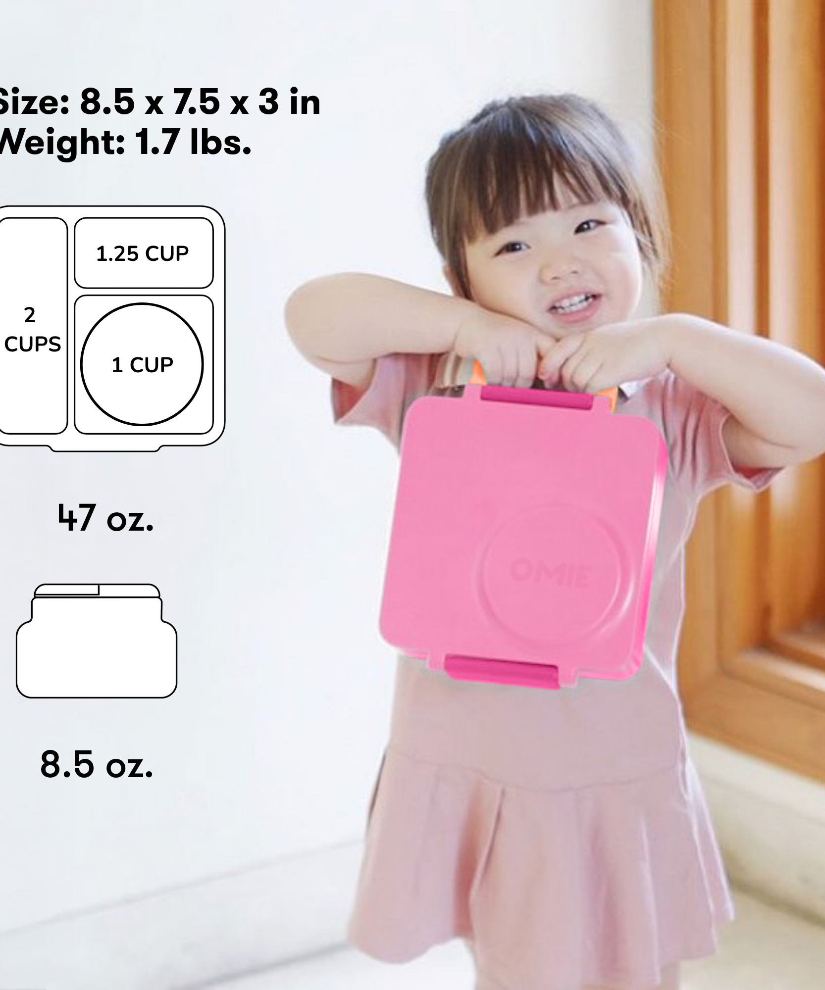 Omiebox - Isı Yalıtımlı Peri Pembesi Bento Yemek Kutusu