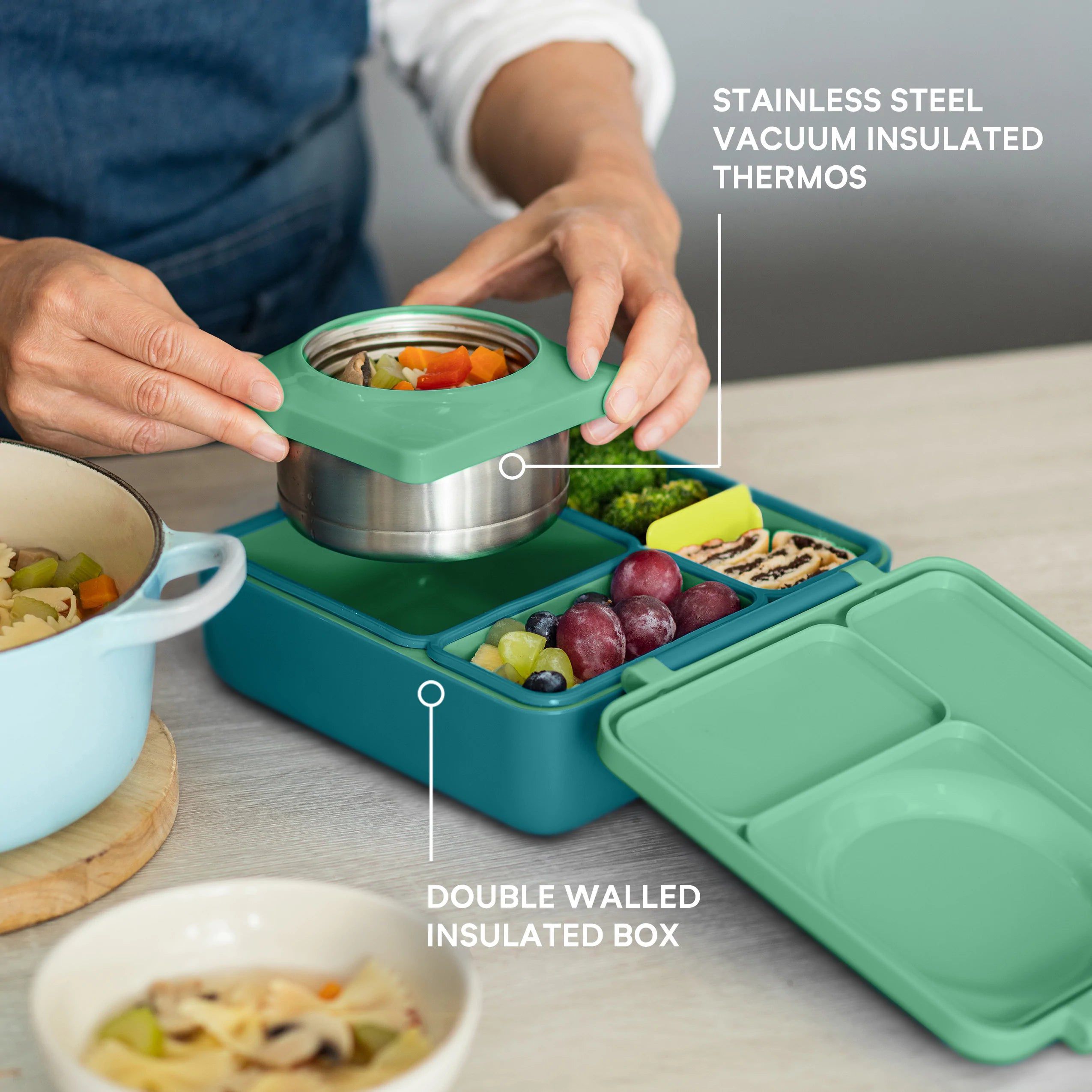OmieBox - Isolierte Bento-Lunchbox, grün