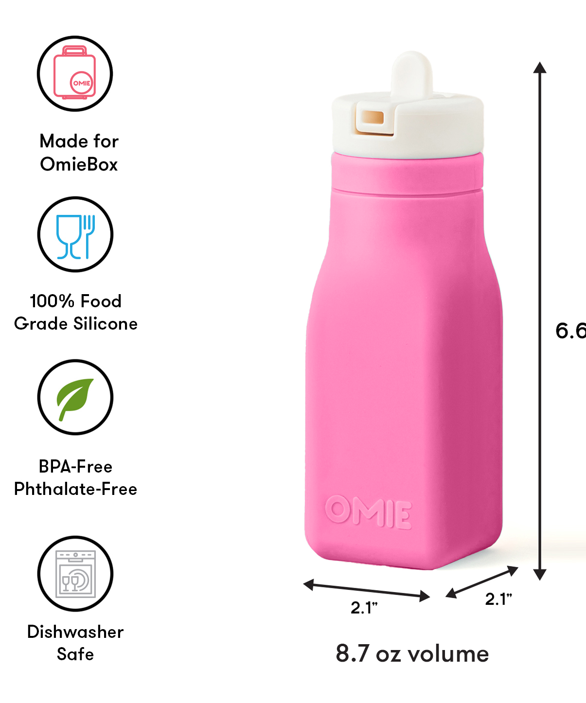 Omiebox - OmieBottle BPA-freie Silikon-Trinkflasche Rosa