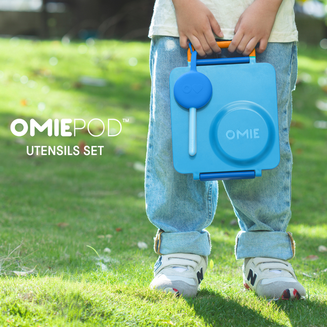 Omiebox - OmiePod Capri Blaues Silikon Gabel- und Löffelset