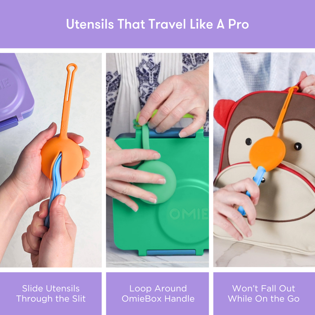 Omiebox - OmiePod Lila Silikon Gabel und Löffel Set