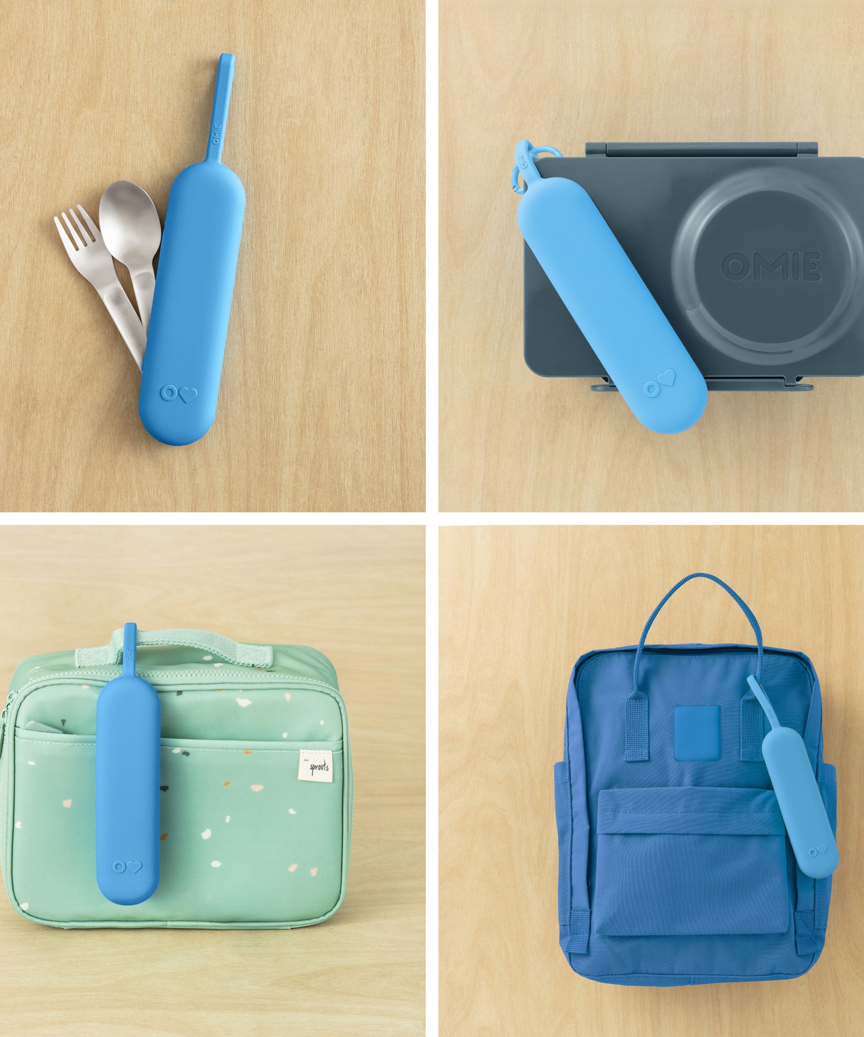 Omiebox - OmiePod UP Azure Silikon Çatal ve Kaşık Seti