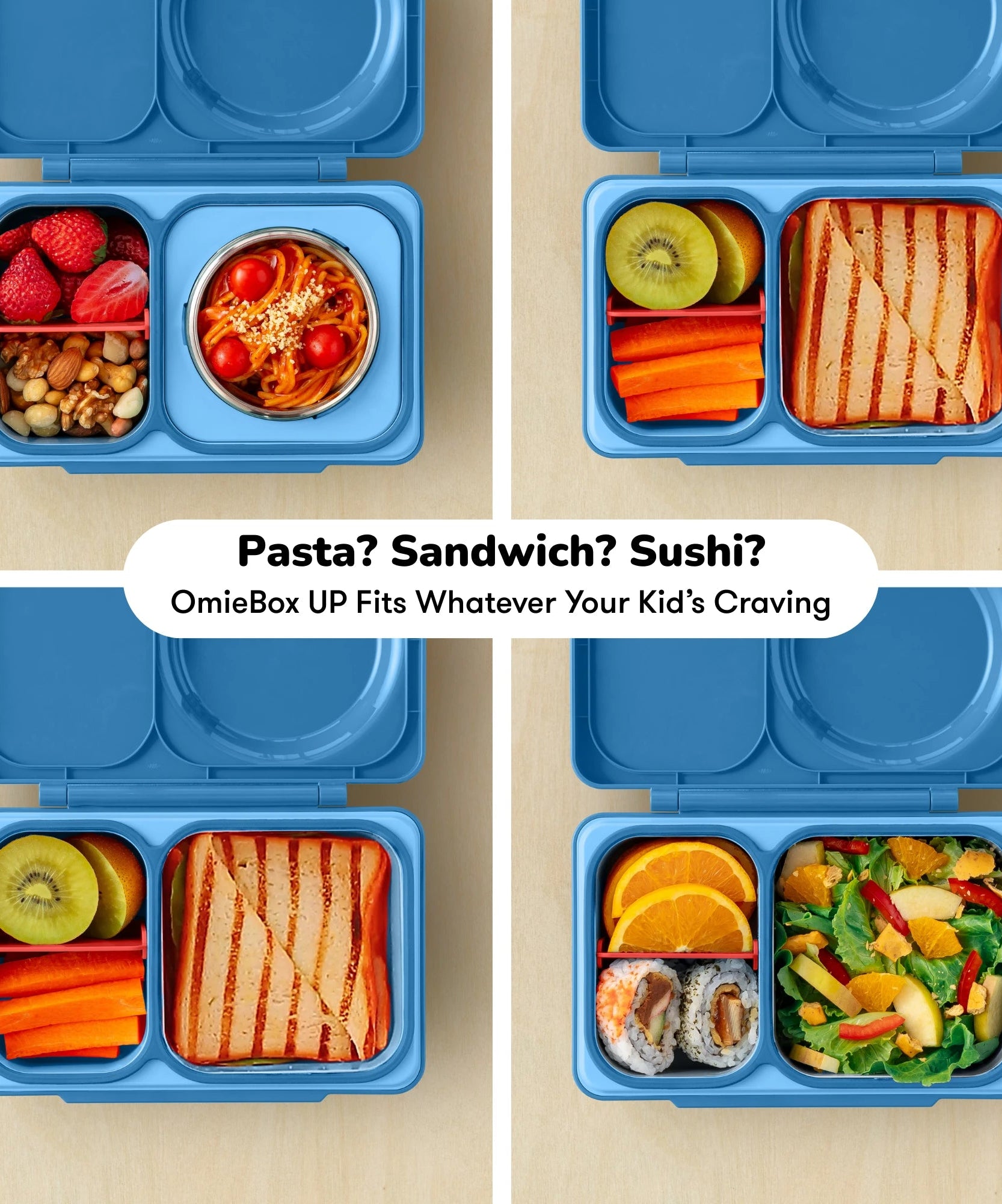 Omiebox - UP Isı Yalıtımlı 2. Nesil Kozmik Mavi Bento Yemek Kutusu