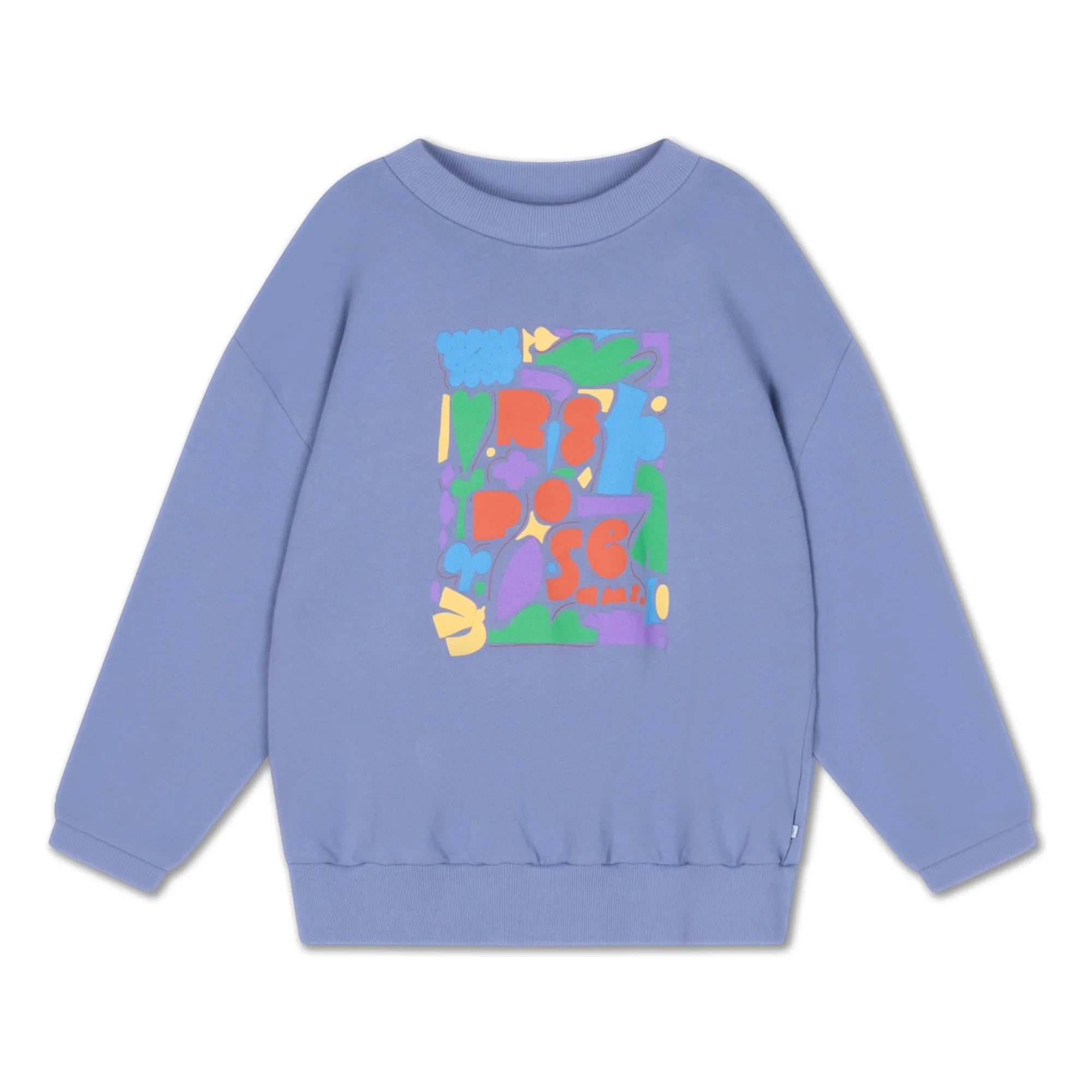 Repose AMS - Oversized Sweatshirt Cozydrop Logo Grafik Bio-Baumwolle | Grau-Blau
