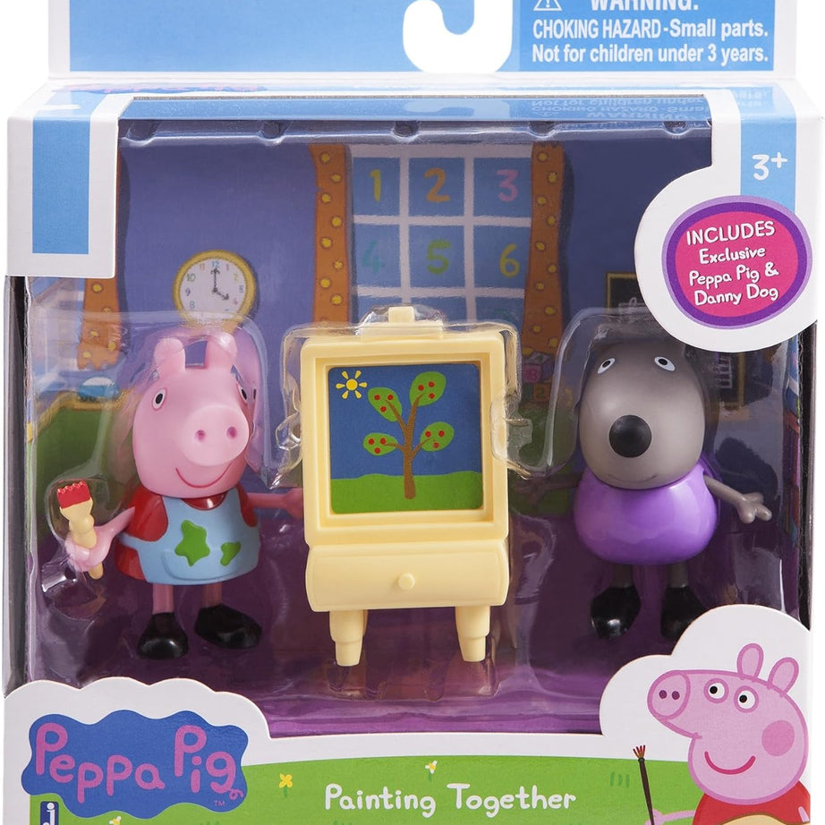 Peppa Pig - Peppa & Danny Köpek Resim Yapıyor Figür Oyuncak Seti