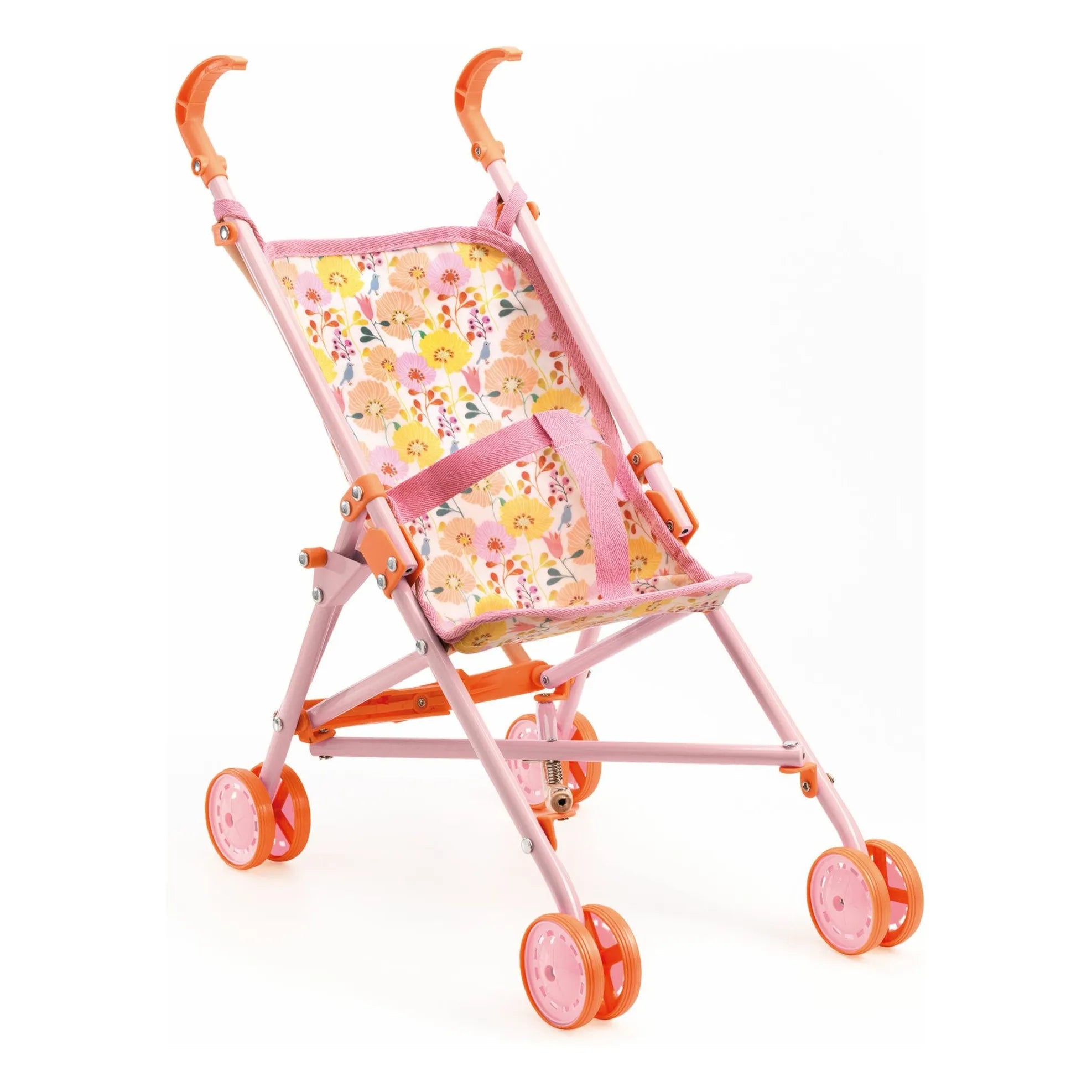 Djeco - POMEA - Puppenwagen mit Blumenmuster | Rosa