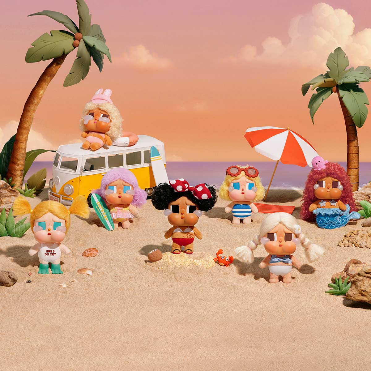 Pop Mart - Original Crybaby Vacation Mode On Serie Vinyl Plüsch Puppe Überraschungs-Blindpack