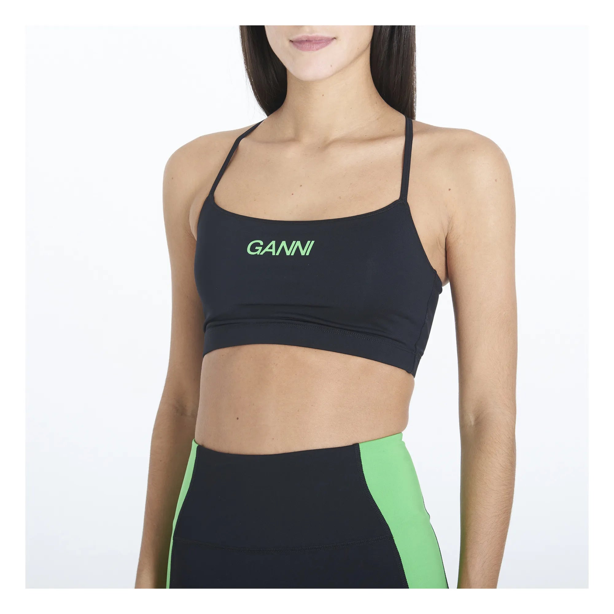 Ganni - Sport-BH aus recyceltem Material | Schwarz