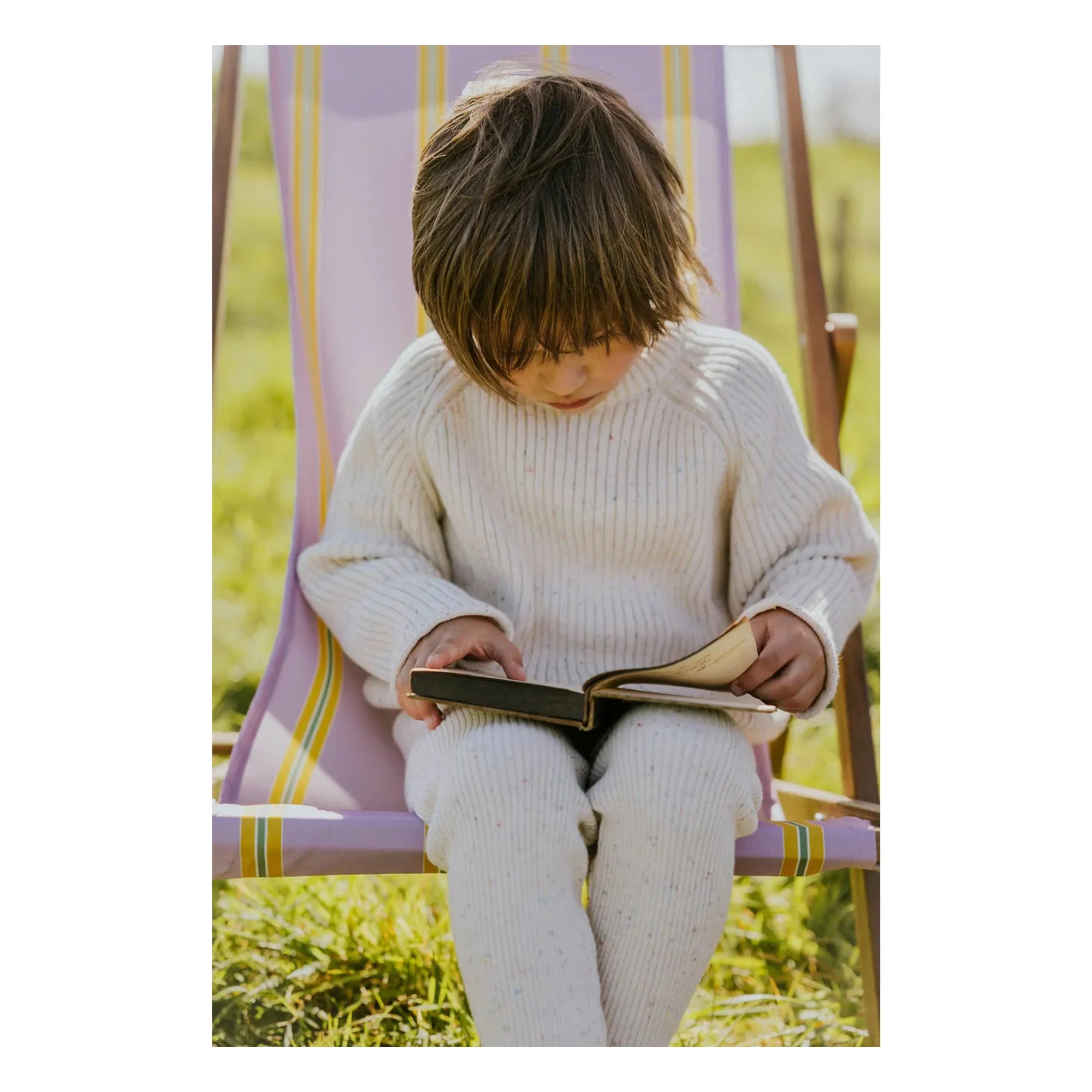 Yuki - Leggings aus Bio-Baumwolle mit Rippenmuster | Heather White
