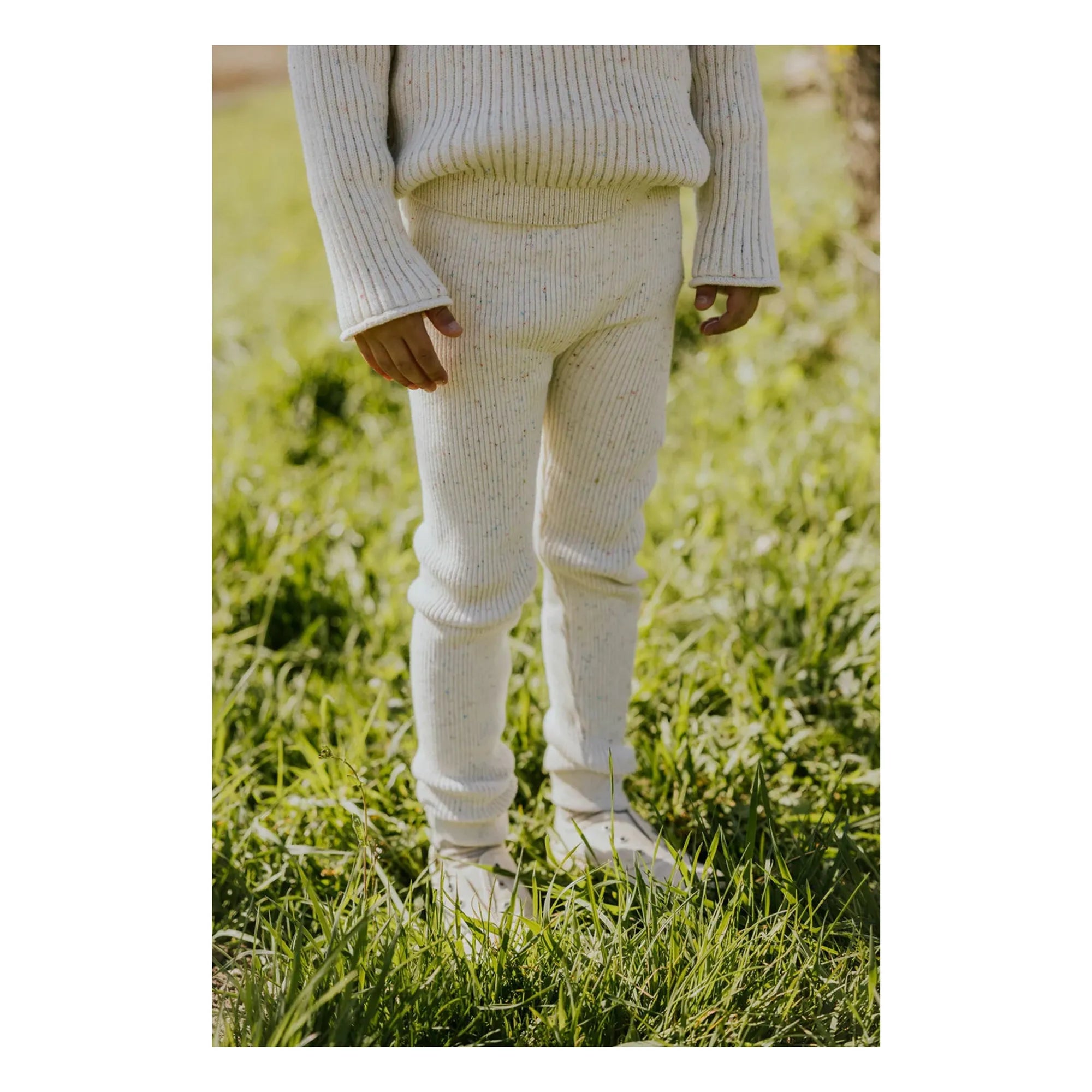 Yuki - Leggings aus Bio-Baumwolle mit Rippenmuster | Heather White