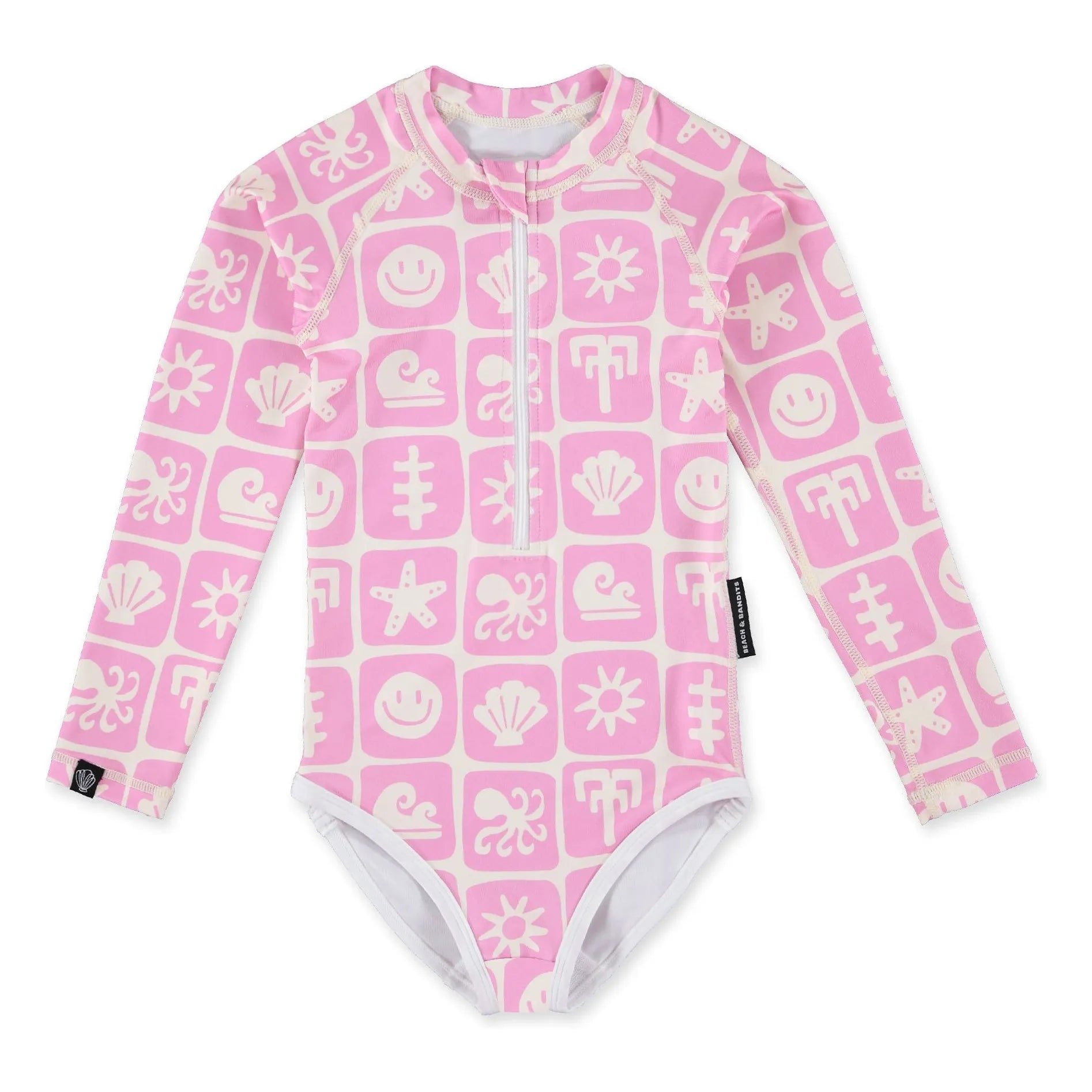 Beach & Bandits - Sea Smiley UV-Schutz Badeanzug aus recycelten Fasern | Rosa
