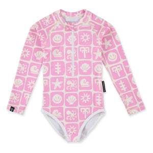 Beach & Bandits - Sea Smiley UV-Schutz Badeanzug aus recycelten Fasern | Rosa