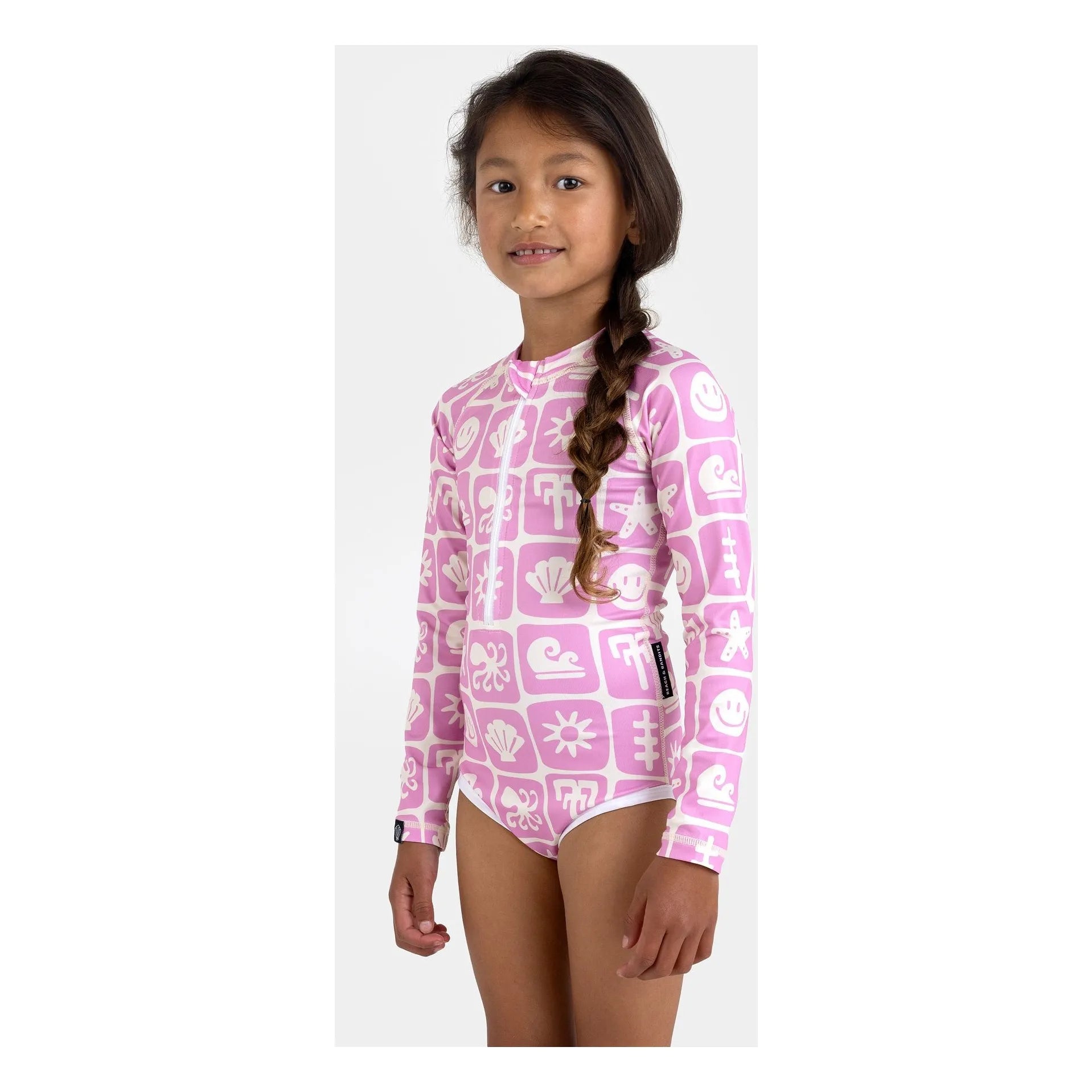 Beach & Bandits - Sea Smiley UV-Schutz Badeanzug aus recycelten Fasern | Rosa
