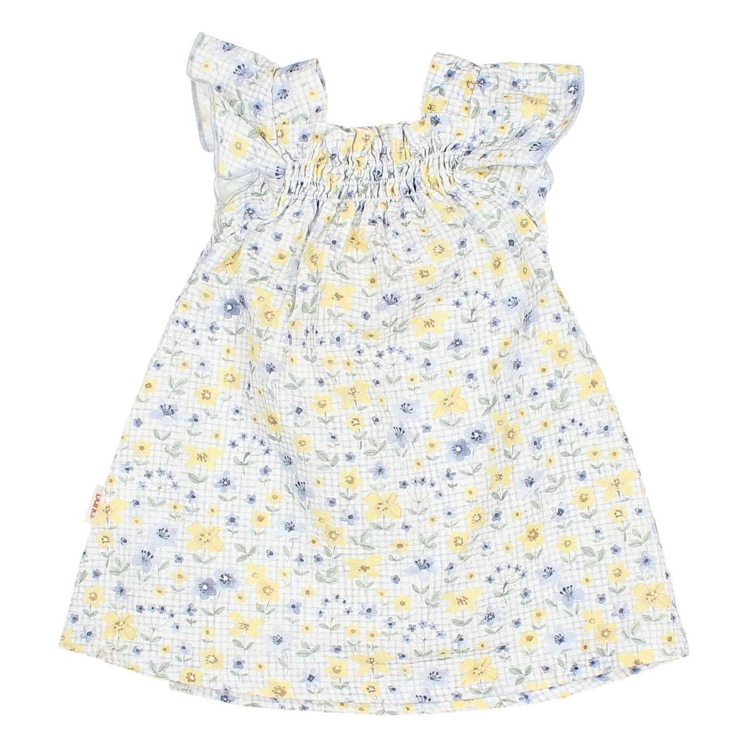 Búho - Seersucker-Kleid mit Blumenmuster | Hellblau