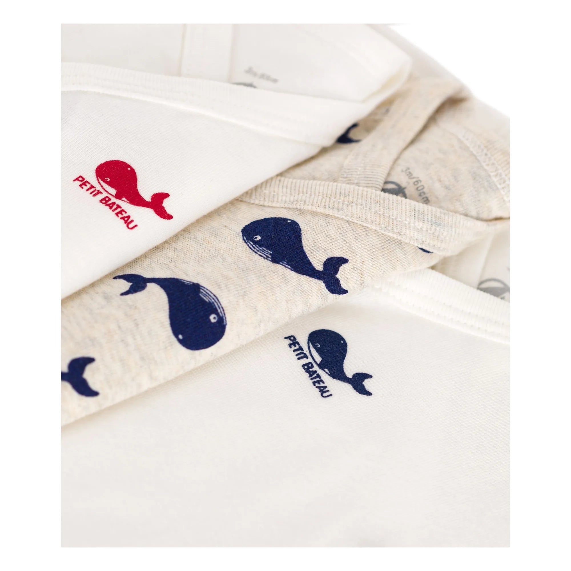 Petit Bateau - 3er Bio-Baumwoll-Body-Set mit Walmotiv für Neugeborene | Ecru