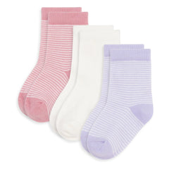 Petit Bateau - 3er Set Gestreifte gerippte Socken | Rosa