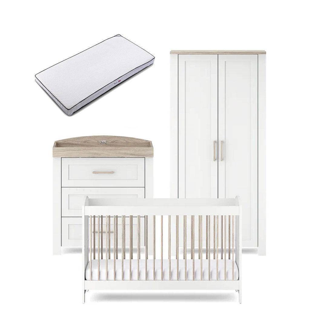 Silver Cross Valencia 3 Piece Nursery Set (Cot Bed, Dresser & Wardrobe) - Ash White-Nursery Sets-Ash White-Premium Mattress | Natural Baby Shower