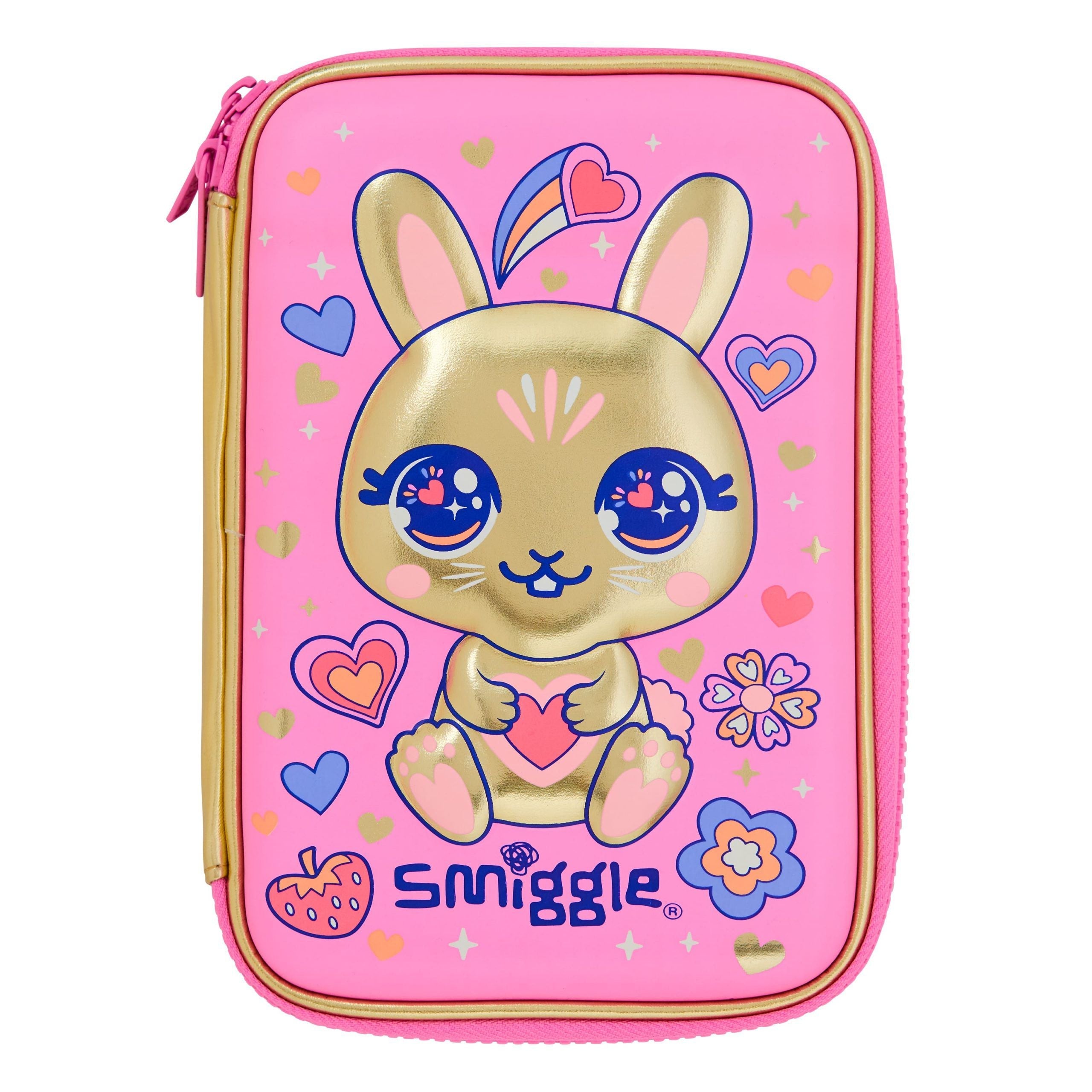 Smiggle – 3D-geprägtes goldenes Budz-Federmäppchen mit Charakter