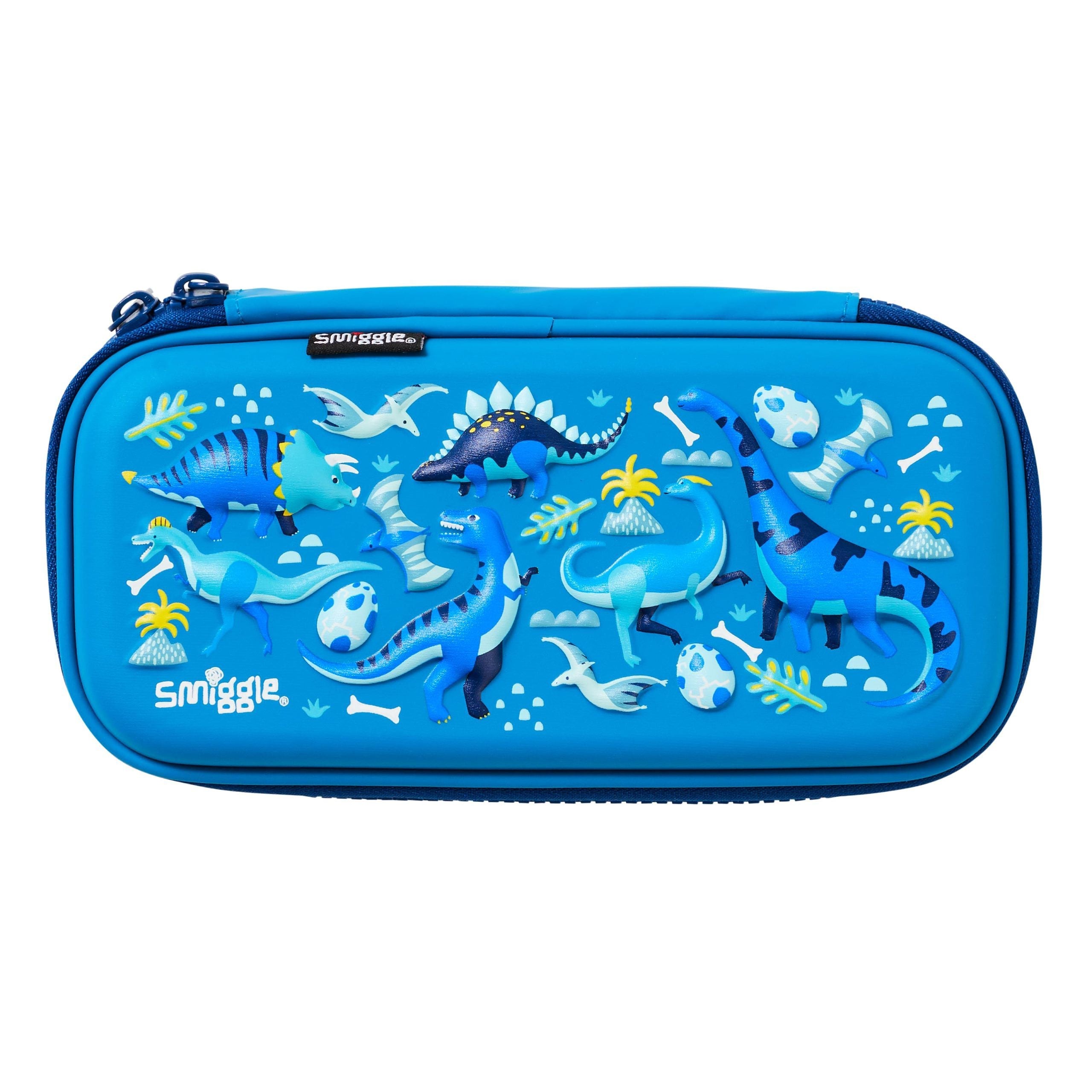 Smiggle – Kleines Federmäppchen mit 3D-Prägung, Hardtop, Blau