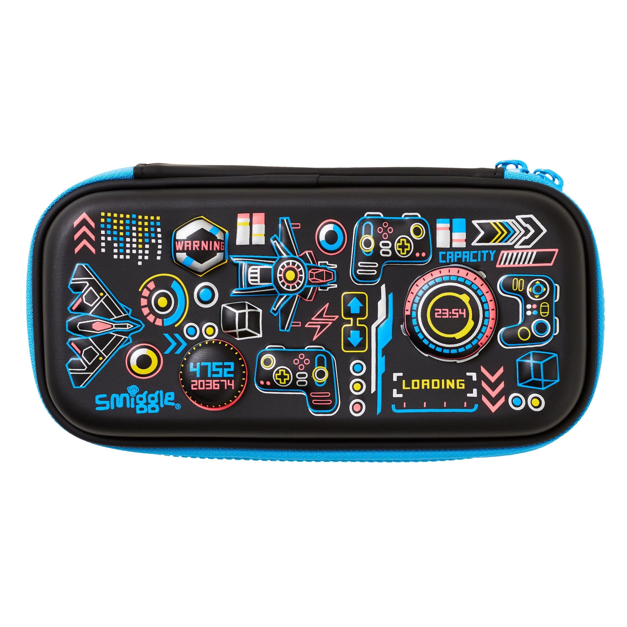Smiggle – Kleines Federmäppchen mit 3D-Prägung, Hardtop, Schwarz
