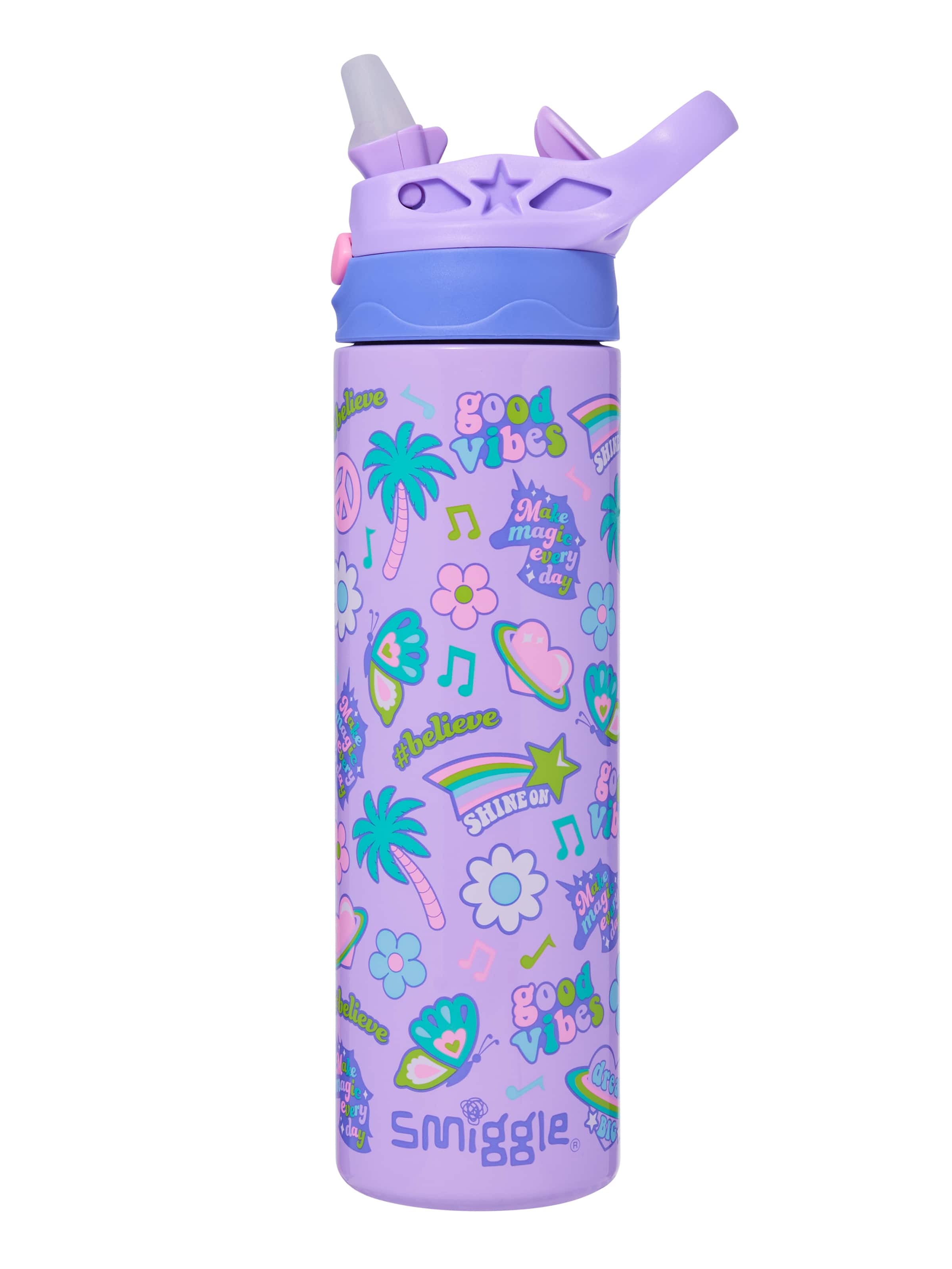 Smiggle - All Stars 520ML Otomatik Gizli Pipetli Çelik Matara