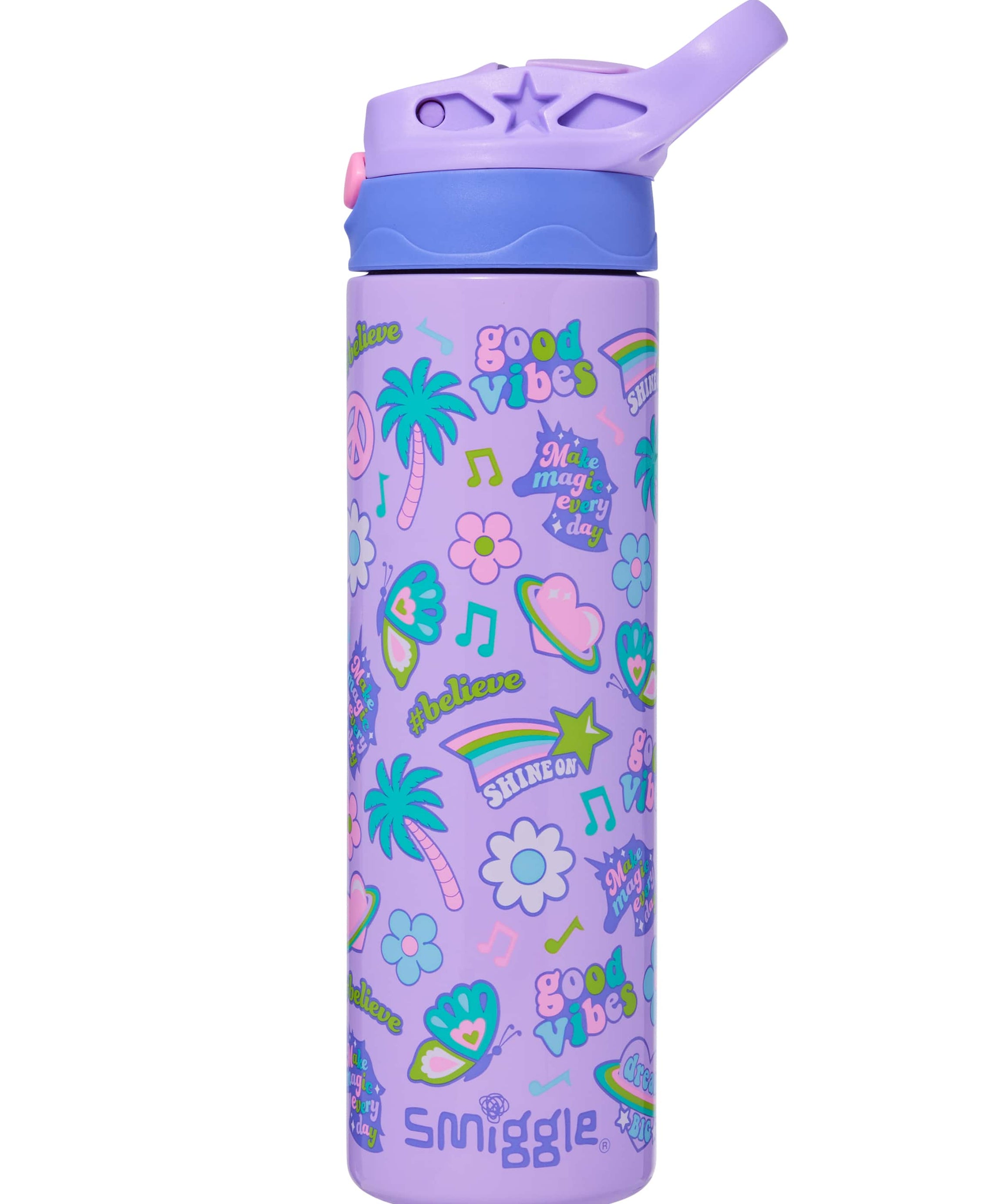 Smiggle - All Stars 520ML Otomatik Gizli Pipetli Çelik Matara