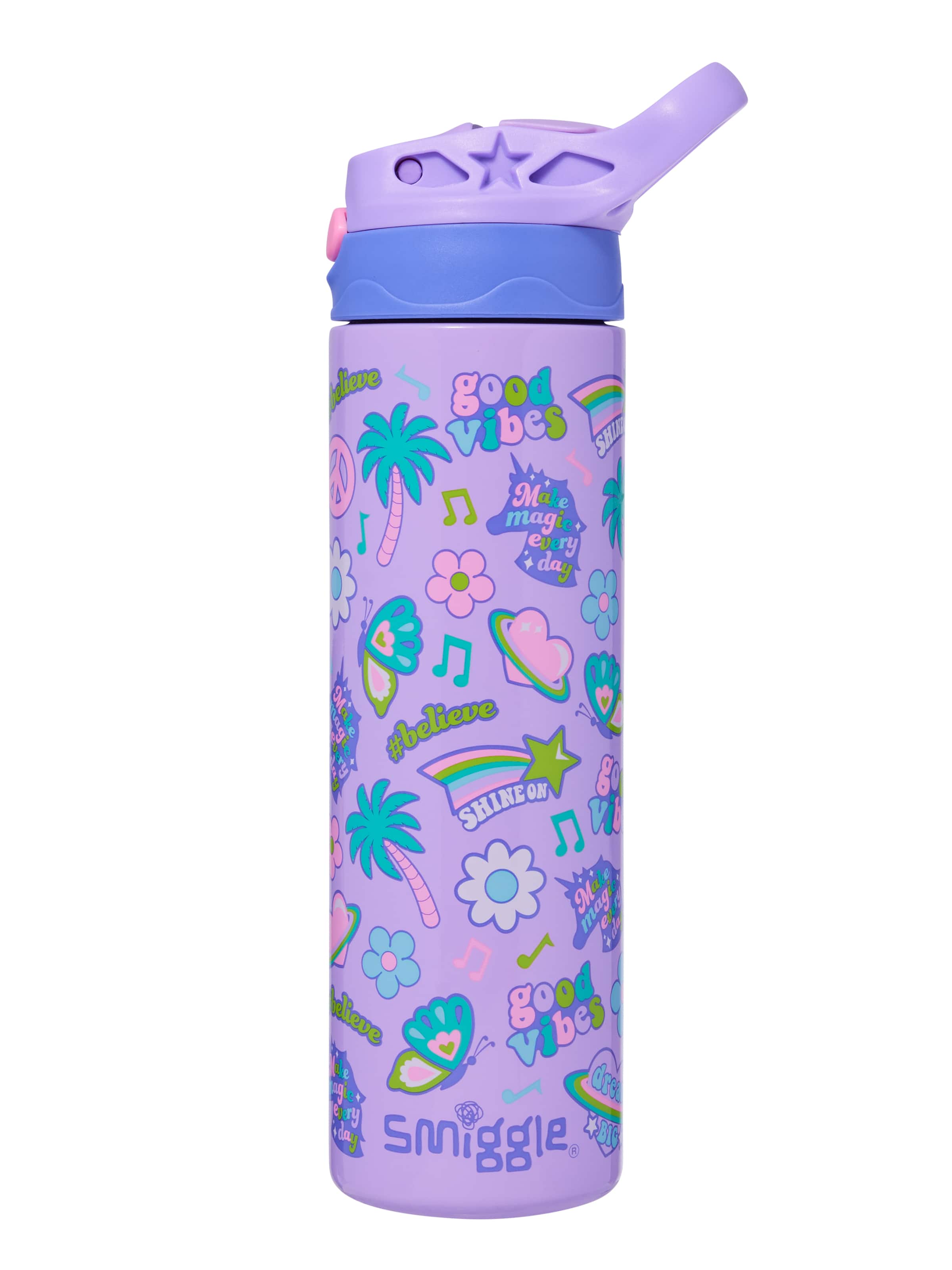 Smiggle - All Stars 520ML Otomatik Gizli Pipetli Çelik Matara