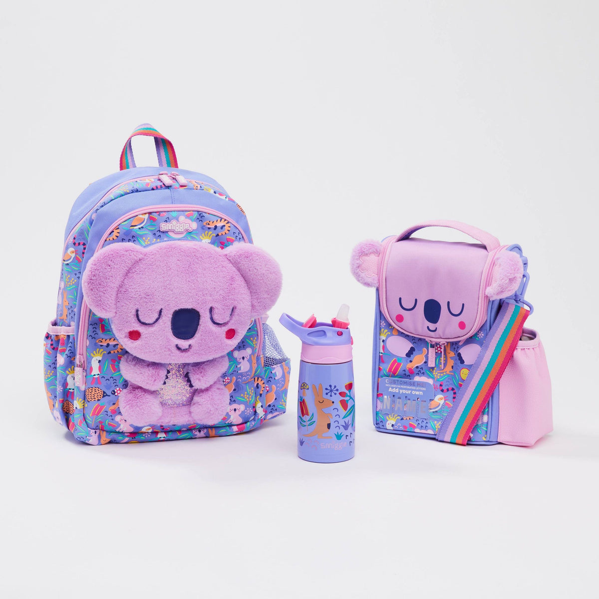 Smiggle - Animalia Junior Bag Wasserflaschen- und Lunchbox-Set