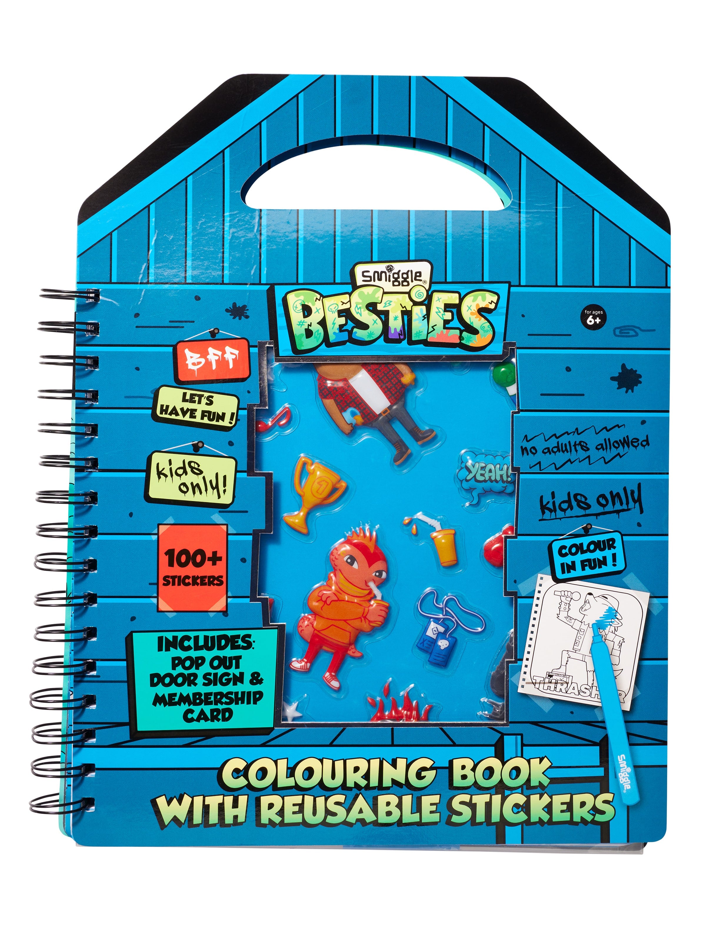 Smiggle - Besties Yeniden Kullanılabilir Çıkartmalı Boyama Kitabı - Dinossi