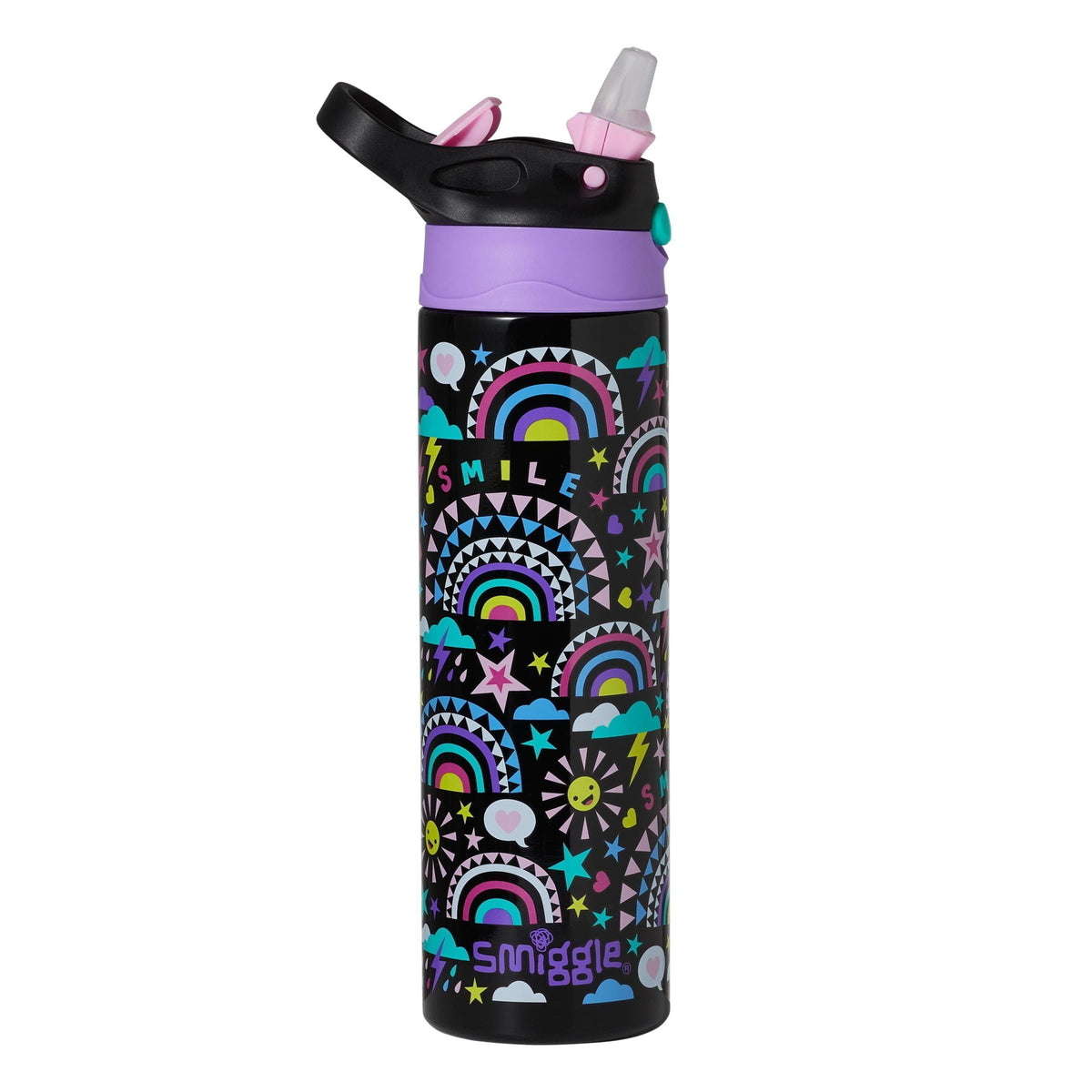 Smiggle – Better Togerher Edelstahl-Flasche mit 520 ml und Strohhalm