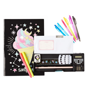 Smiggle – Beyond Ice Cream Briefpapier-Set mit Taschenrechner und Federmäppchen