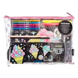 Smiggle – Beyond Ice Cream Briefpapier-Set mit Taschenrechner und Federmäppchen