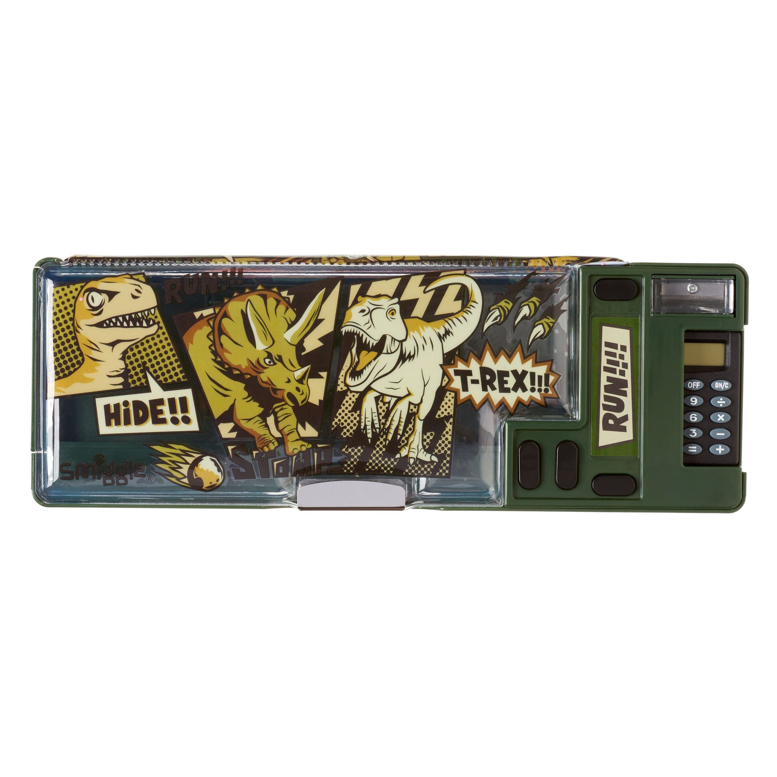 Smiggle – Beyond Wild Dinosaurs Pop Out Automatisches Federmäppchen mit Taschenrechner